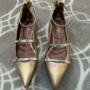 Malone Souliers Robyn Flats Metallic Gold and Silver Size 41 EU